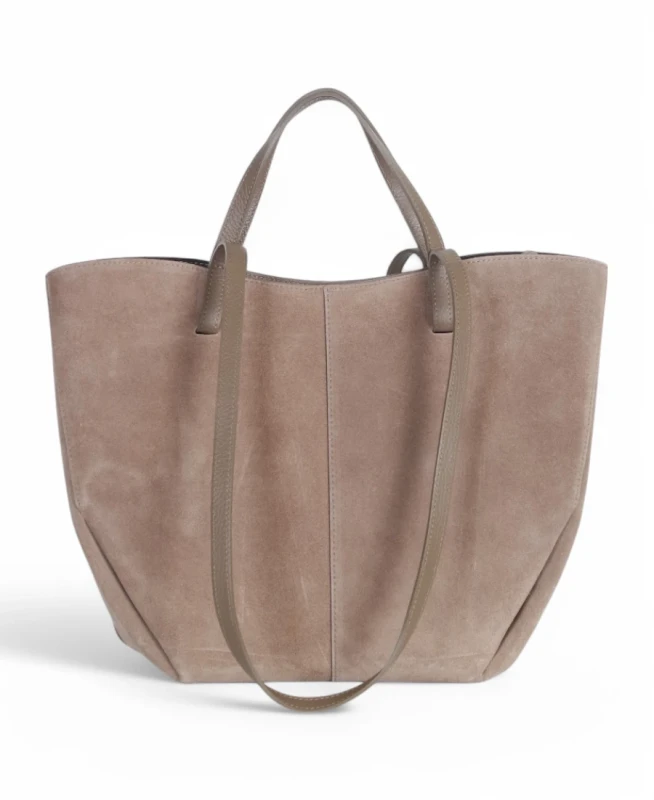 Zamszowa torba damska Shopper XL Taupe | BESTSELLER | Vera Pelle