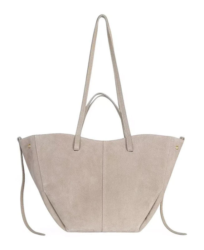 Beżowa zamszowa torba damska Shopper XL | BESTSELLER | Vera Pelle
