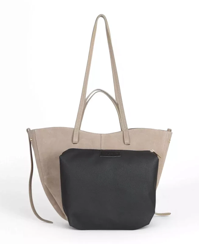 Beżowa zamszowa torba damska Shopper XL | BESTSELLER | Vera Pelle
