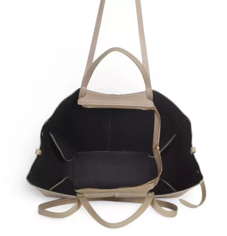 Beżowa zamszowa torba damska Shopper XL | BESTSELLER | Vera Pelle