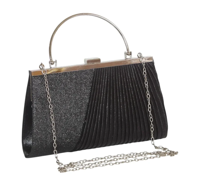 Gallantry Paris Torebka wieczorowa z rączką i łańcuszkiem Czarna