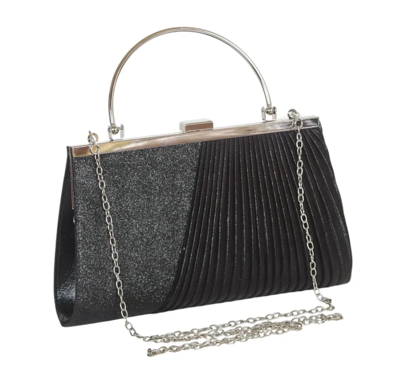 Gallantry Paris Torebka wieczorowa z rączką i łańcuszkiem Czarna