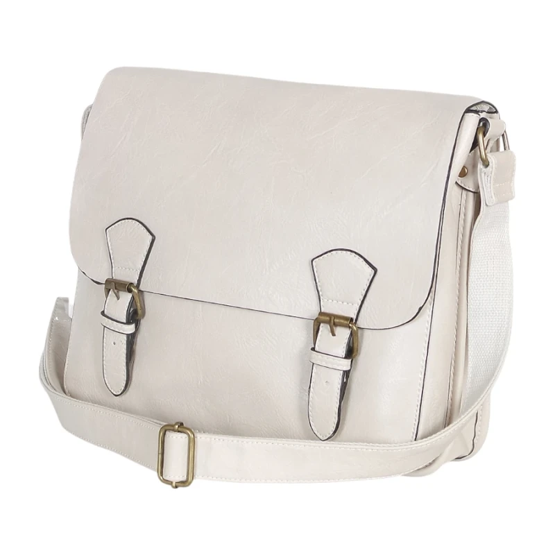 Torebka listonoszka z ekoskóry z kieszonkami – damska torebka na długim pasku A4