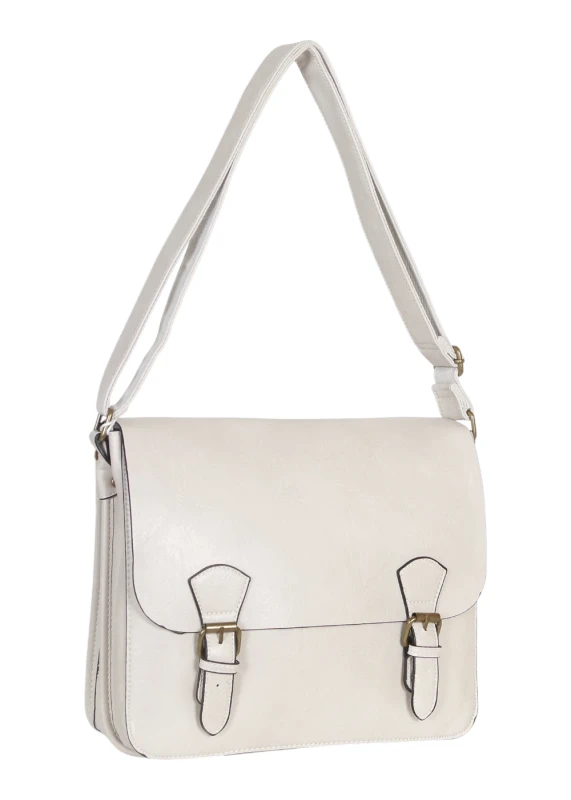 Torebka listonoszka z ekoskóry z kieszonkami – damska torebka na długim pasku A4