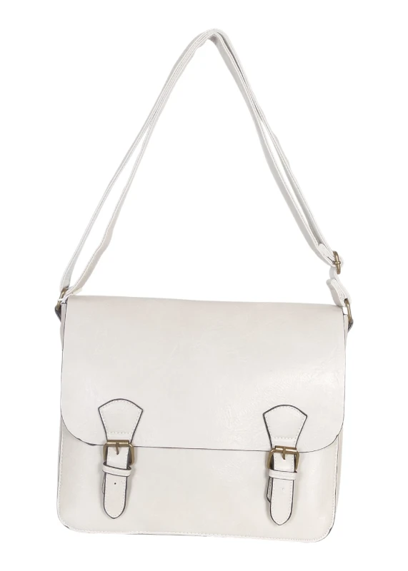 Torebka listonoszka z ekoskóry z kieszonkami – damska torebka na długim pasku A4