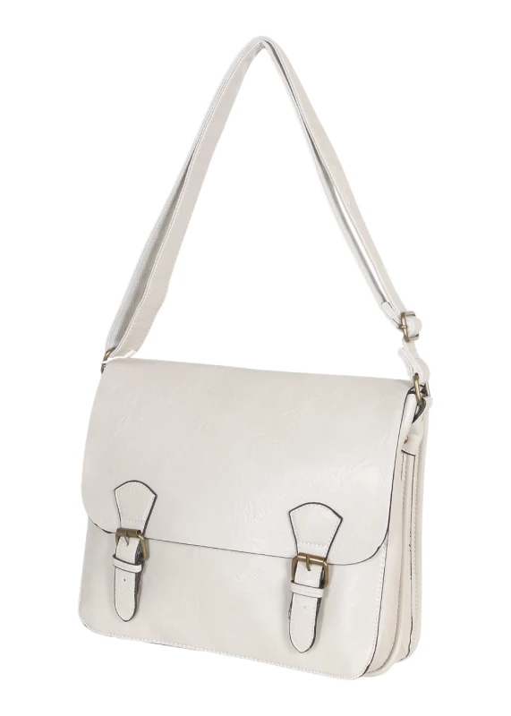 Torebka listonoszka z ekoskóry z kieszonkami – damska torebka na długim pasku A4