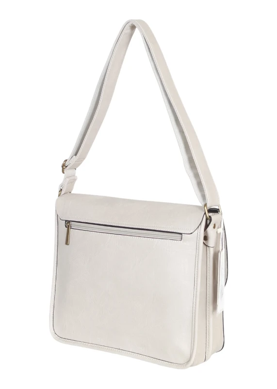 Torebka listonoszka z ekoskóry z kieszonkami – damska torebka na długim pasku A4