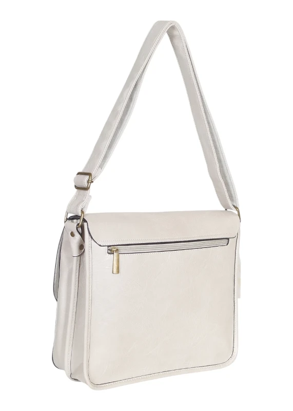 Torebka listonoszka z ekoskóry z kieszonkami – damska torebka na długim pasku A4