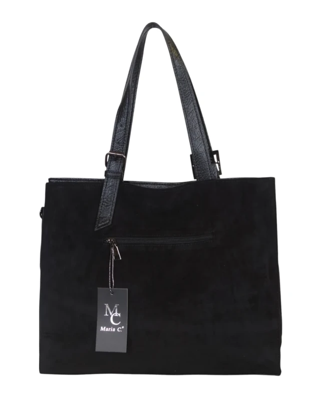 Torebka shopper damska Maria C. Italy – zamsz ekologiczny, pojemna A4, modna i elegancka