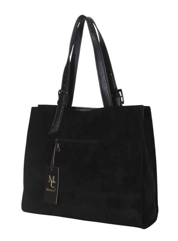 Torebka shopper damska Maria C. Italy – zamsz ekologiczny, pojemna A4, modna i elegancka