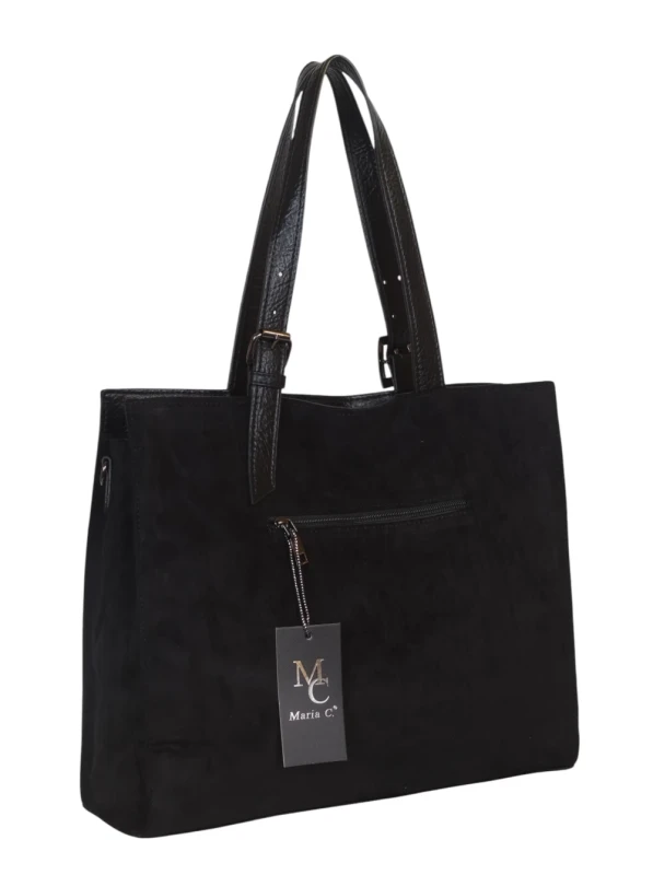 Torebka shopper damska Maria C. Italy – zamsz ekologiczny, pojemna A4, modna i elegancka