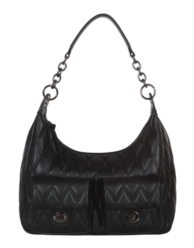 Pikowana torebka bagietka Maria C. Italy – baguette bag ze skóry ekologicznej z łańcuszkiem