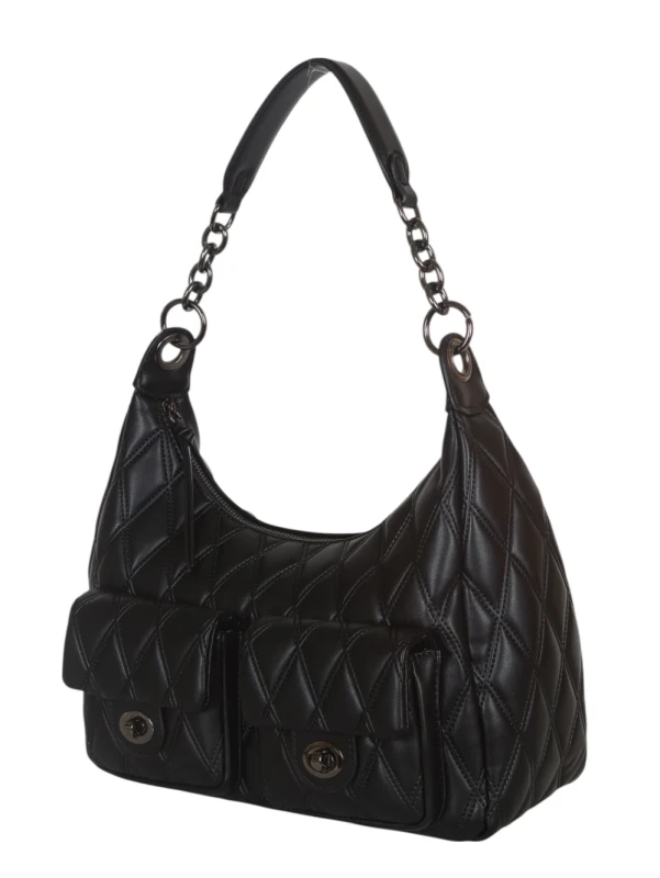 Pikowana torebka bagietka Maria C. Italy – baguette bag ze skóry ekologicznej z łańcuszkiem