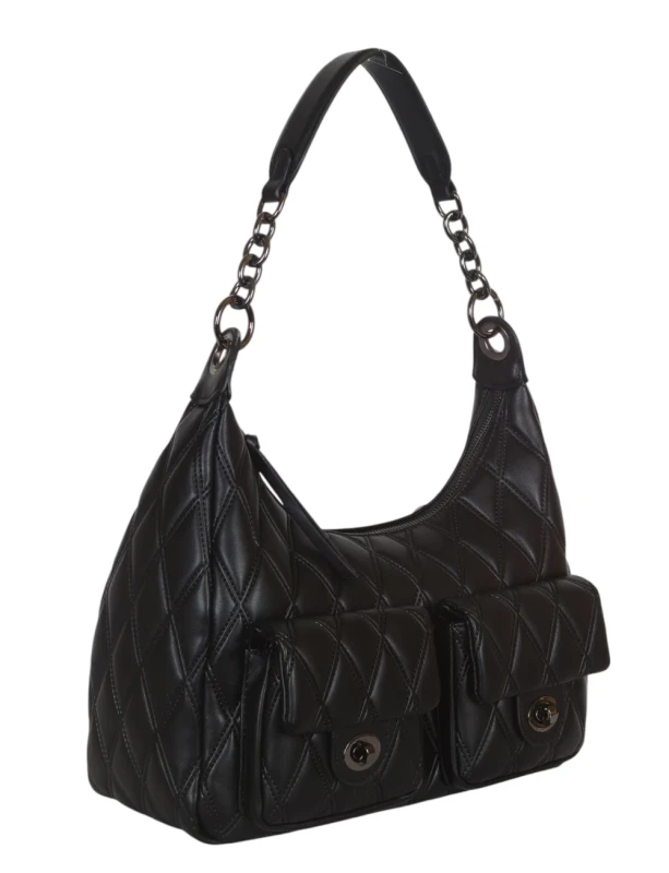 Pikowana torebka bagietka Maria C. Italy – baguette bag ze skóry ekologicznej z łańcuszkiem