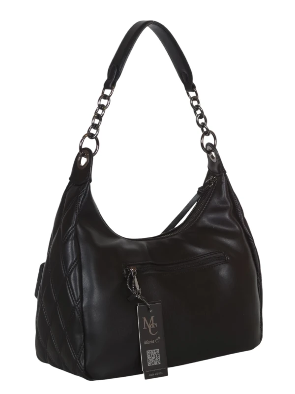 Pikowana torebka bagietka Maria C. Italy – baguette bag ze skóry ekologicznej z łańcuszkiem