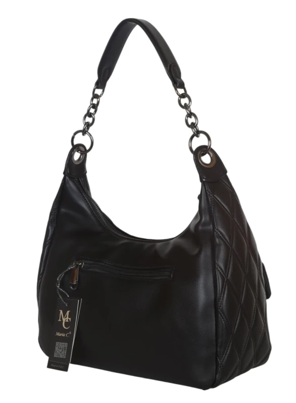 Pikowana torebka bagietka Maria C. Italy – baguette bag ze skóry ekologicznej z łańcuszkiem