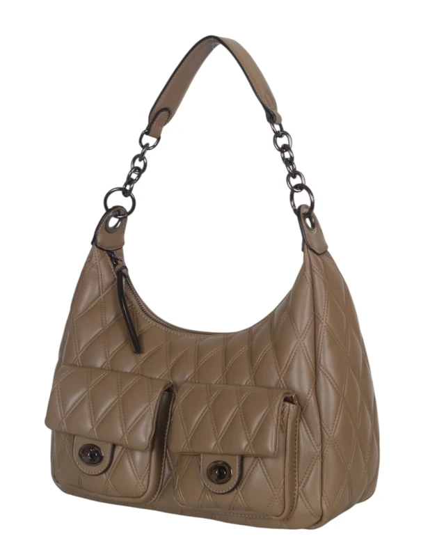 Pikowana torebka bagietka Maria C. Italy – baguette bag ze skóry ekologicznej z łańcuszkiem