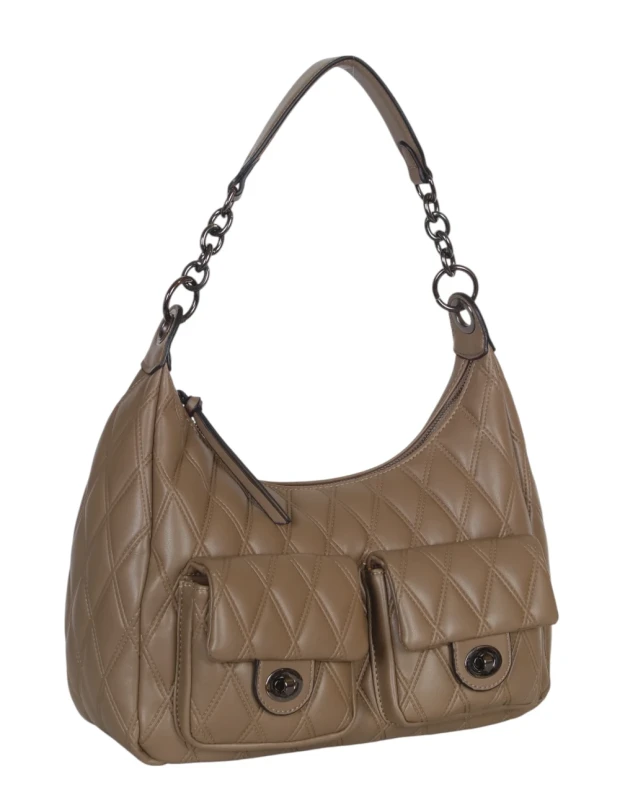 Pikowana torebka bagietka Maria C. Italy – baguette bag ze skóry ekologicznej z łańcuszkiem