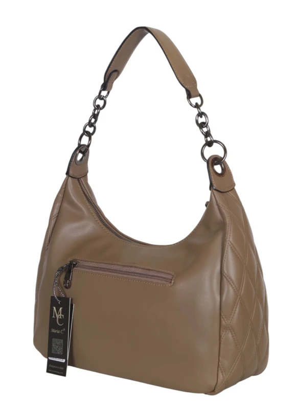 Pikowana torebka bagietka Maria C. Italy – baguette bag ze skóry ekologicznej z łańcuszkiem