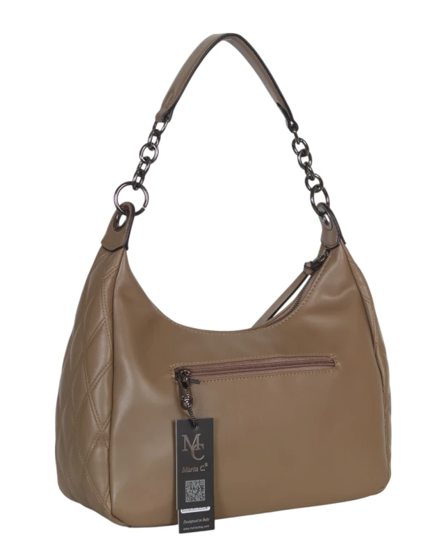 Pikowana torebka bagietka Maria C. Italy – baguette bag ze skóry ekologicznej z łańcuszkiem