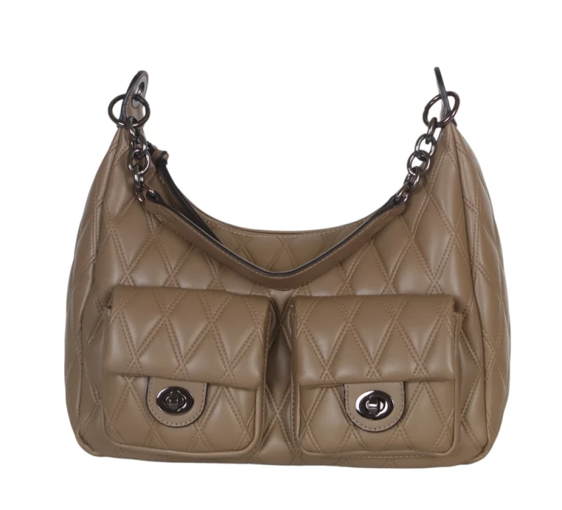 Pikowana torebka bagietka Maria C. Italy – baguette bag ze skóry ekologicznej z łańcuszkiem