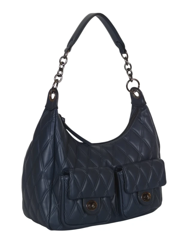 Pikowana torebka bagietka Maria C. Italy – baguette bag ze skóry ekologicznej z łańcuszkiem