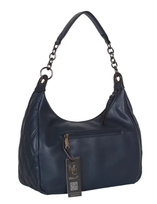 Pikowana torebka bagietka Maria C. Italy – baguette bag ze skóry ekologicznej z łańcuszkiem