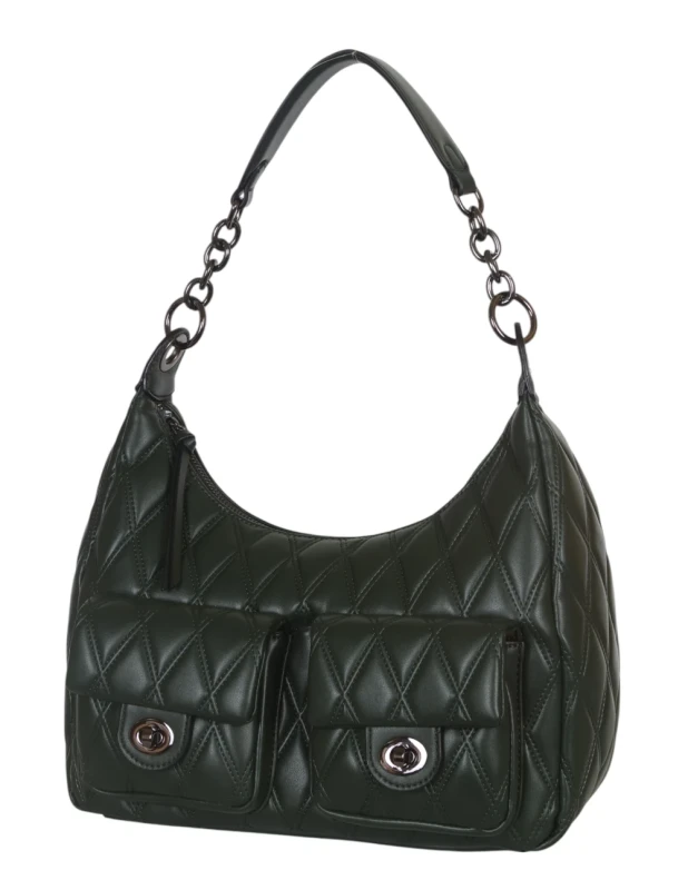 Pikowana torebka bagietka Maria C. Italy – baguette bag ze skóry ekologicznej z łańcuszkiem