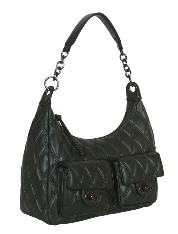 Pikowana torebka bagietka Maria C. Italy – baguette bag ze skóry ekologicznej z łańcuszkiem