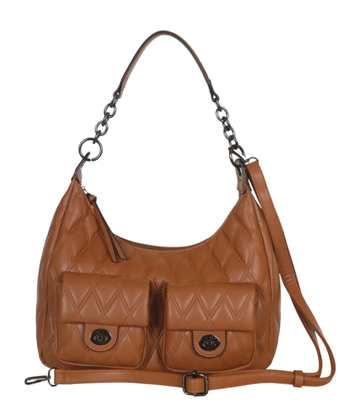 Pikowana torebka bagietka Maria C. Italy – baguette bag ze skóry ekologicznej z łańcuszkiem