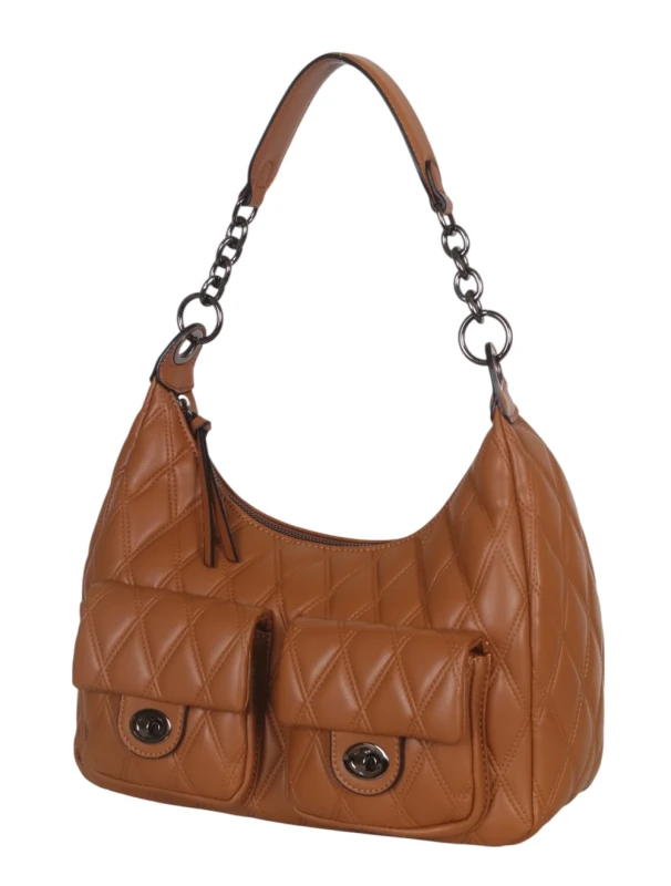 Pikowana torebka bagietka Maria C. Italy – baguette bag ze skóry ekologicznej z łańcuszkiem