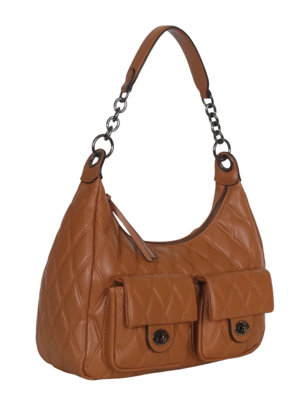 Pikowana torebka bagietka Maria C. Italy – baguette bag ze skóry ekologicznej z łańcuszkiem