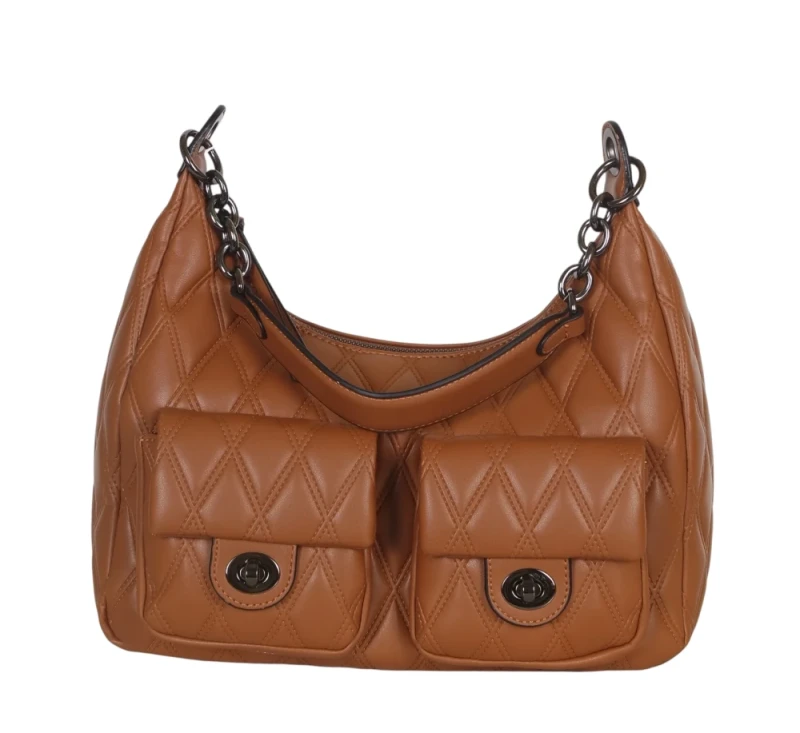 Pikowana torebka bagietka Maria C. Italy – baguette bag ze skóry ekologicznej z łańcuszkiem