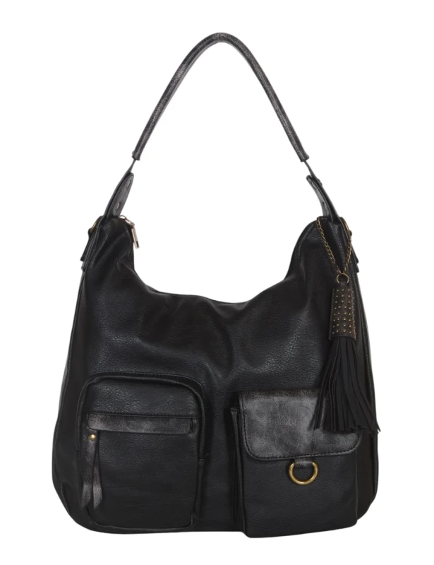 Torebka damska worek VINTAGE Maria C. ITALY – zjawiskowa torebka z frędzlami i paskiem