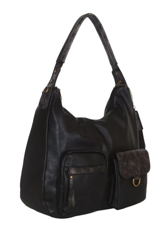 Torebka damska worek VINTAGE Maria C. ITALY – zjawiskowa torebka z frędzlami i paskiem