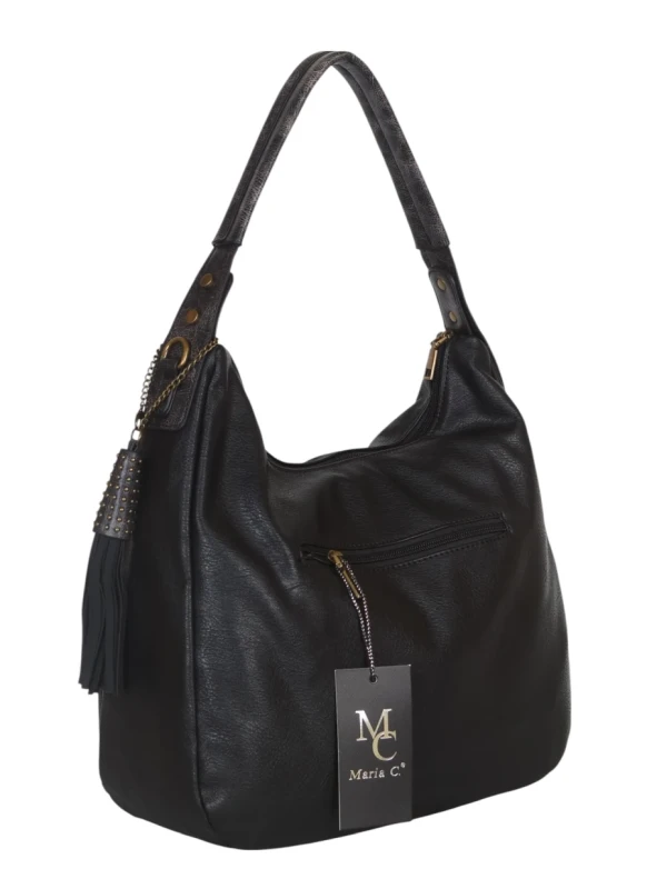 Torebka damska worek VINTAGE Maria C. ITALY – zjawiskowa torebka z frędzlami i paskiem