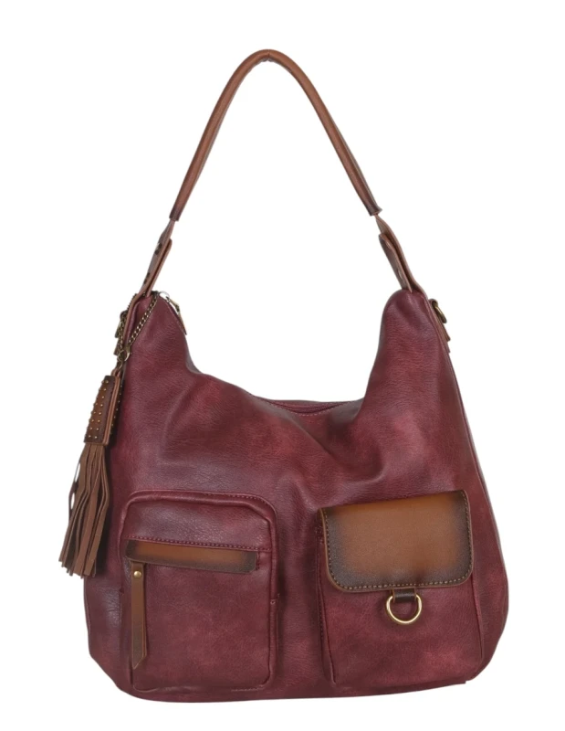 Torebka damska worek VINTAGE Maria C. ITALY – zjawiskowa torebka z frędzlami i paskiem