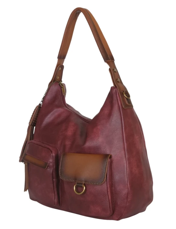 Torebka damska worek VINTAGE Maria C. ITALY – zjawiskowa torebka z frędzlami i paskiem