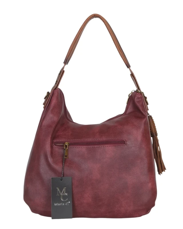 Torebka damska worek VINTAGE Maria C. ITALY – zjawiskowa torebka z frędzlami i paskiem