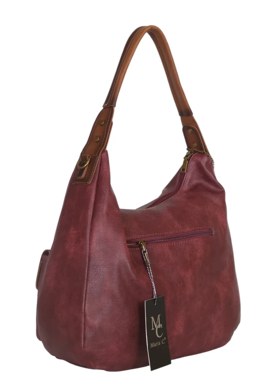 Torebka damska worek VINTAGE Maria C. ITALY – zjawiskowa torebka z frędzlami i paskiem