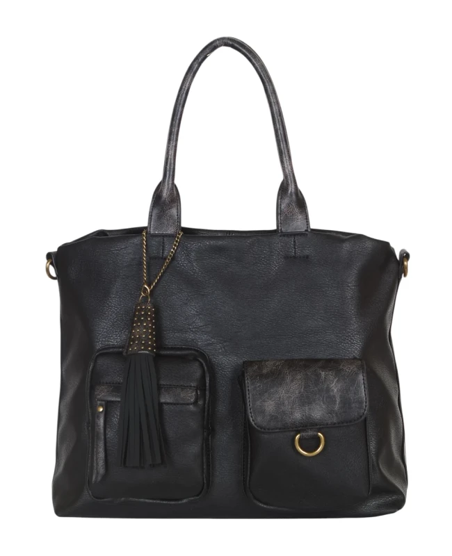 Torebka damska VINTAGE A4 Maria C. ITALY – pojemna torba z frędzlem i paskiem