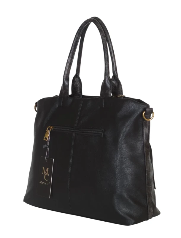 Torebka damska VINTAGE A4 Maria C. ITALY – pojemna torba z frędzlem i paskiem