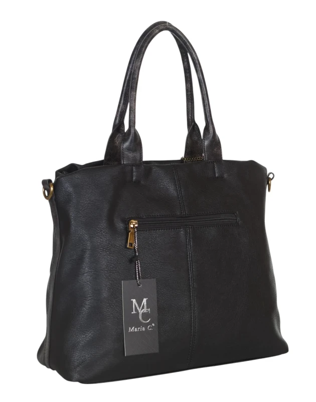 Torebka damska VINTAGE A4 Maria C. ITALY – pojemna torba z frędzlem i paskiem