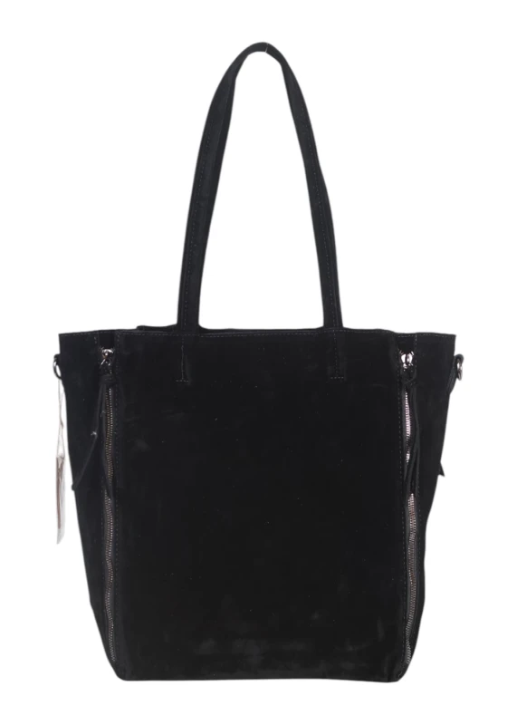 Torebka shopper PAOLO BAGS Italy – eko zamsz, 2w1, saszetka, pojemna, modna, A4