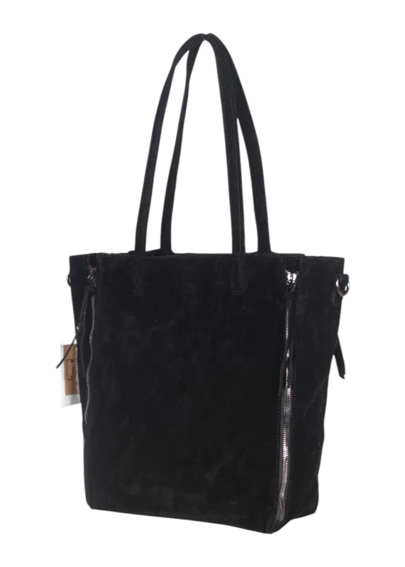 Torebka shopper PAOLO BAGS Italy – eko zamsz, 2w1, saszetka, pojemna, modna, A4