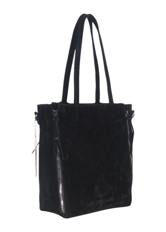 Torebka shopper PAOLO BAGS Italy – eko zamsz, 2w1, saszetka, pojemna, modna, A4