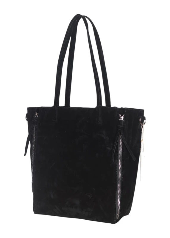 Torebka shopper PAOLO BAGS Italy – eko zamsz, 2w1, saszetka, pojemna, modna, A4