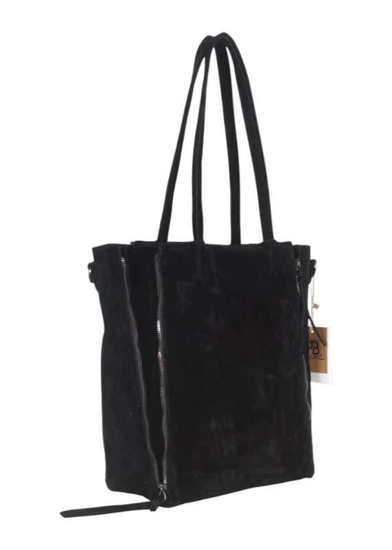 Torebka shopper PAOLO BAGS Italy – eko zamsz, 2w1, saszetka, pojemna, modna, A4