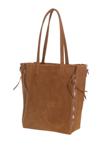 Torebka shopper PAOLO BAGS Italy – eko zamsz, 2w1, saszetka, pojemna, modna, A4