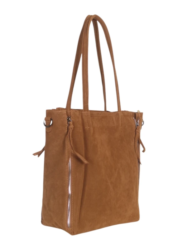 Torebka shopper PAOLO BAGS Italy – eko zamsz, 2w1, saszetka, pojemna, modna, A4